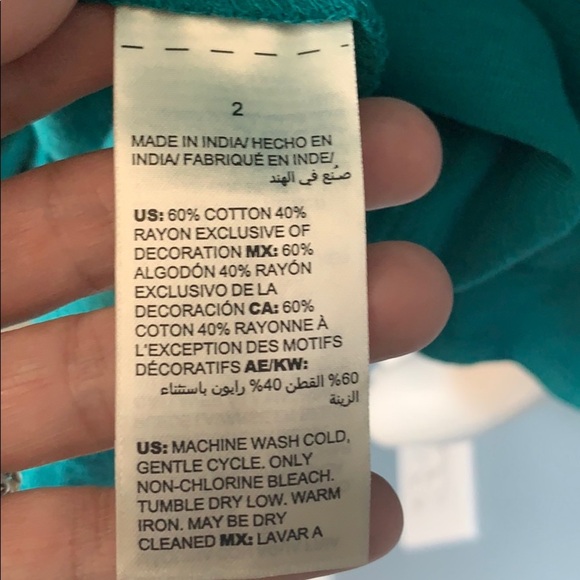 Chico’s Green Lace Front Sharkbite Tunic 2R NEW - Picture 6 of 6